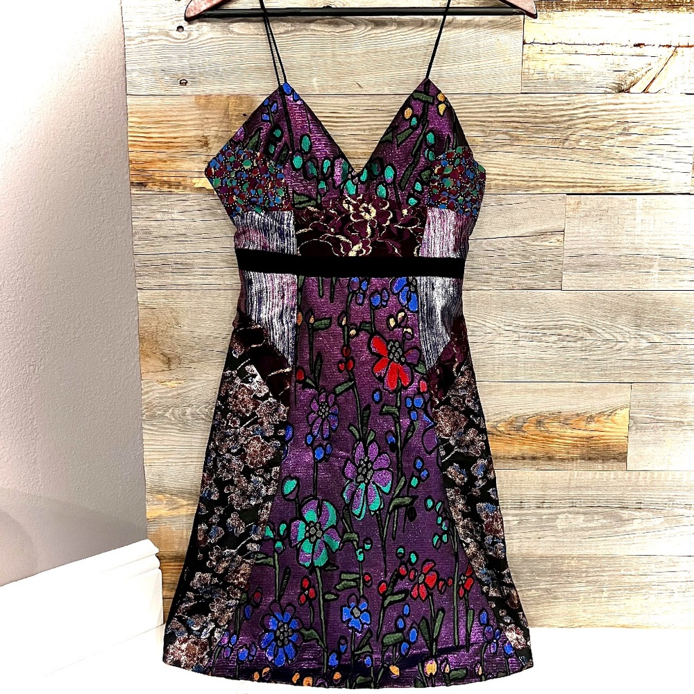 NWT 🆕 Cynthia Rowley Floral Jacquard Sparkle Mini Dress (New), Sz 4